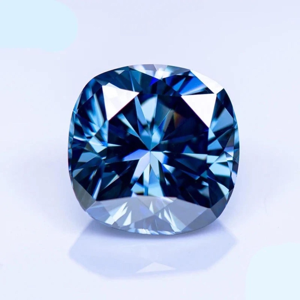 Loose Moissanite Royal Blue Clean Cushion Cut 9.00 MM
