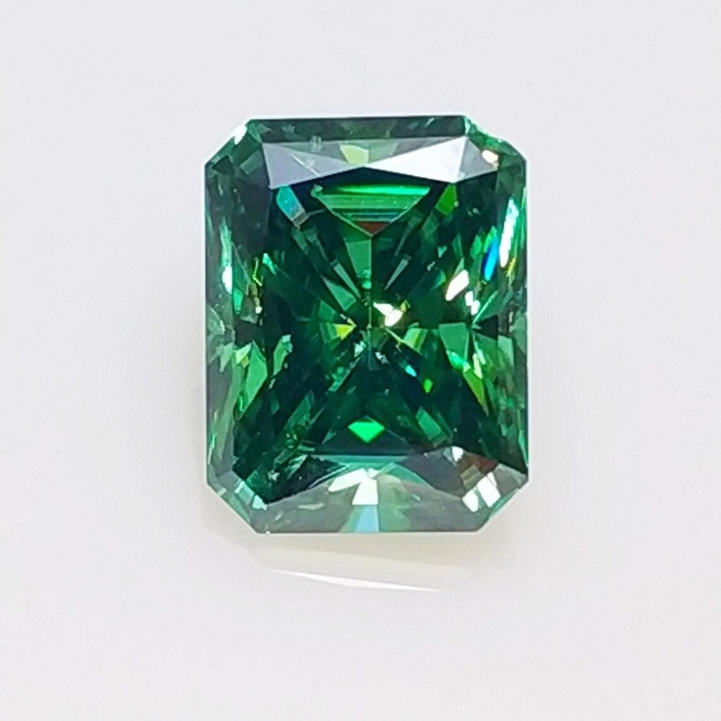 Loose Moissanite Emerald Vivid Green Clean Radiant Cut 11.00 x 9.00 MM