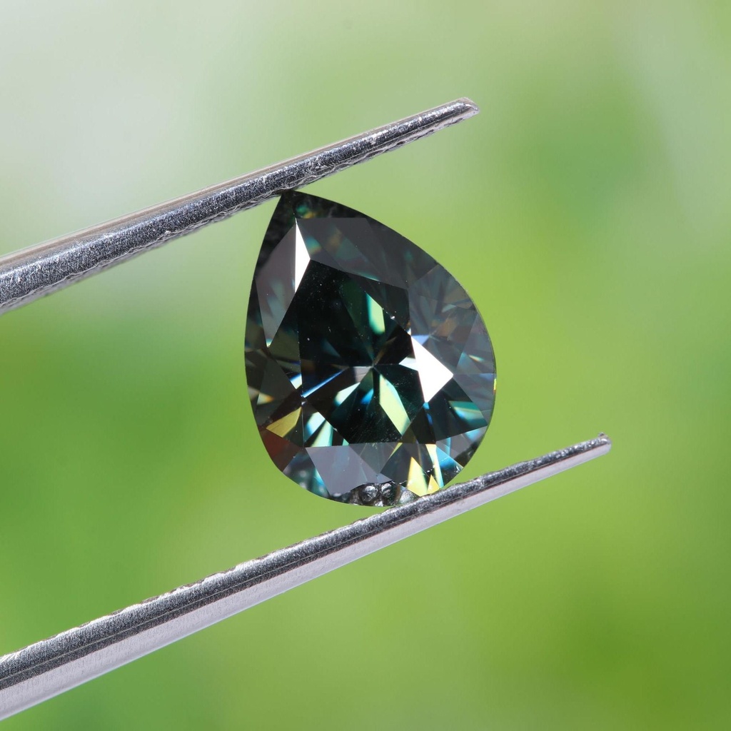 Loose Moissanite Peacock Blue Clean Pear Cut 13.00 x 9.00 MM