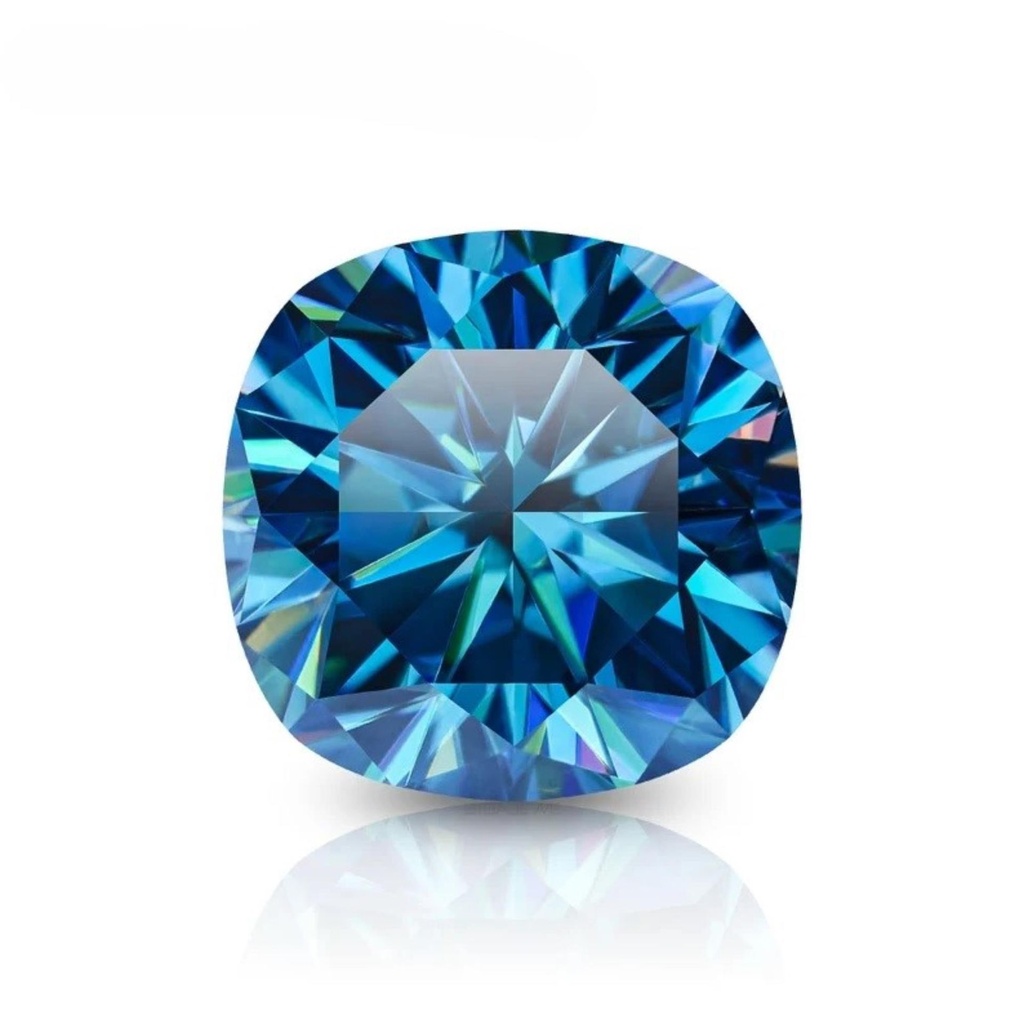 Loose Moissanite Blue Clean Cushion Cut 12.00 MM