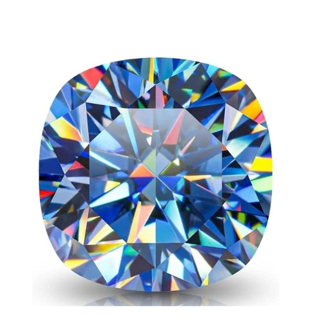 Loose Moissanite Royal Vivid Blue Clean Cushion Cut 7.50 MM