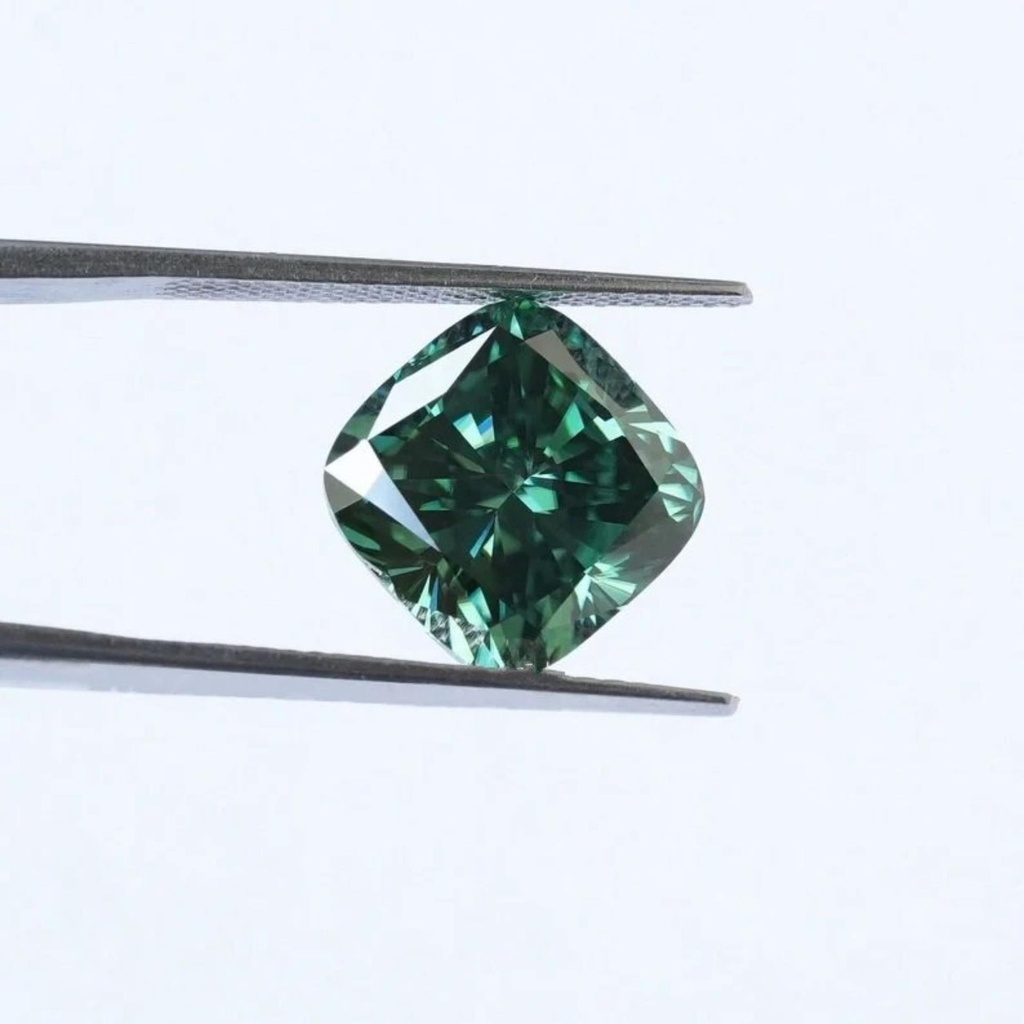 Loose Moissanite Emerald Vivid Green Clean Cushion Cut 5.00 MM