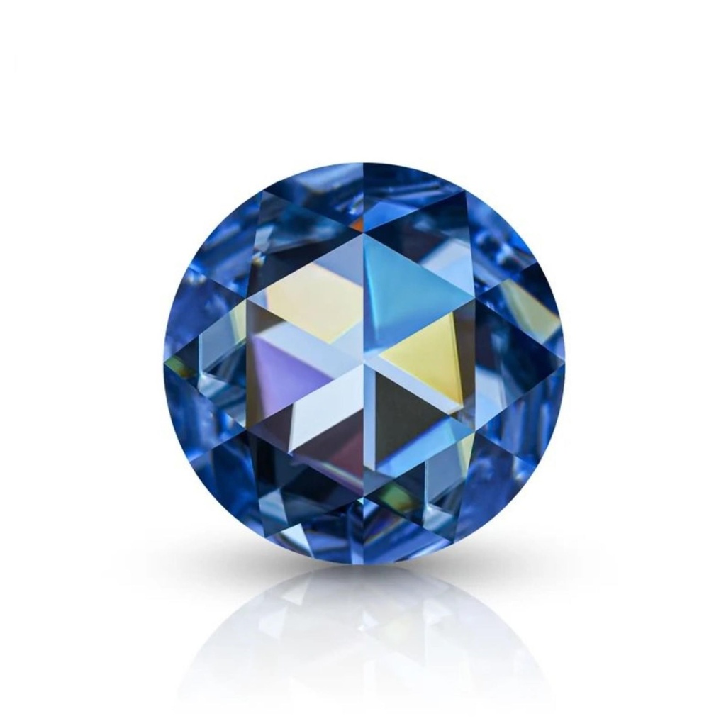 Loose Moissanite Royal Vivid Blue Clean Rose Cut Round 5.50 MM