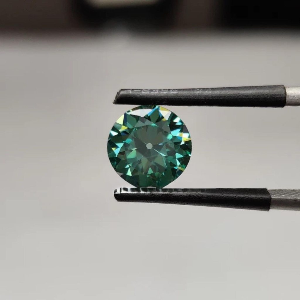 Loose Moissanite Emerald Vivid Green Clean Old European Cut 6.50 MM