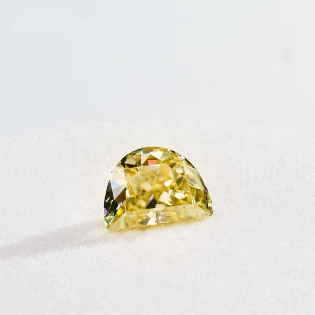 Loose Moissanite Canary Vivid Yellow Clean Half Moon Cut 12.00 x 8.00 MM