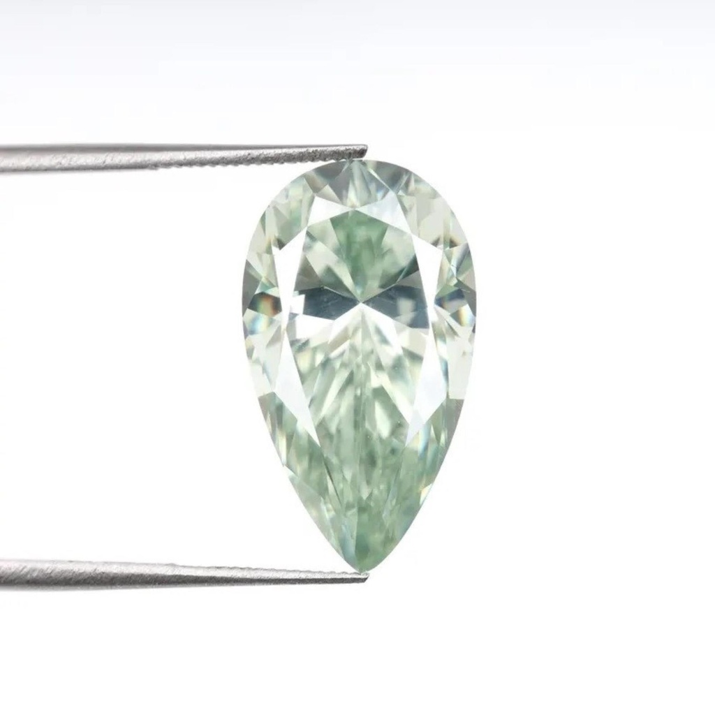 Loose Moissanite Salt & Pepper Light Green Clean Pear Cut 6.60 x 4.00 MM