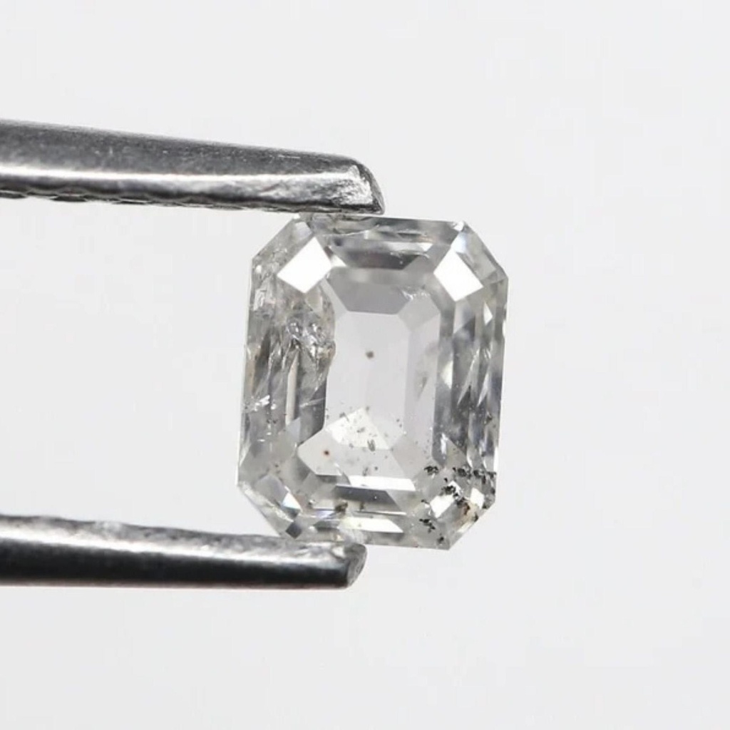 Loose Moissanite  Salt & Pepper White Clean Emerald Cut 7.80 x 6.20 MM