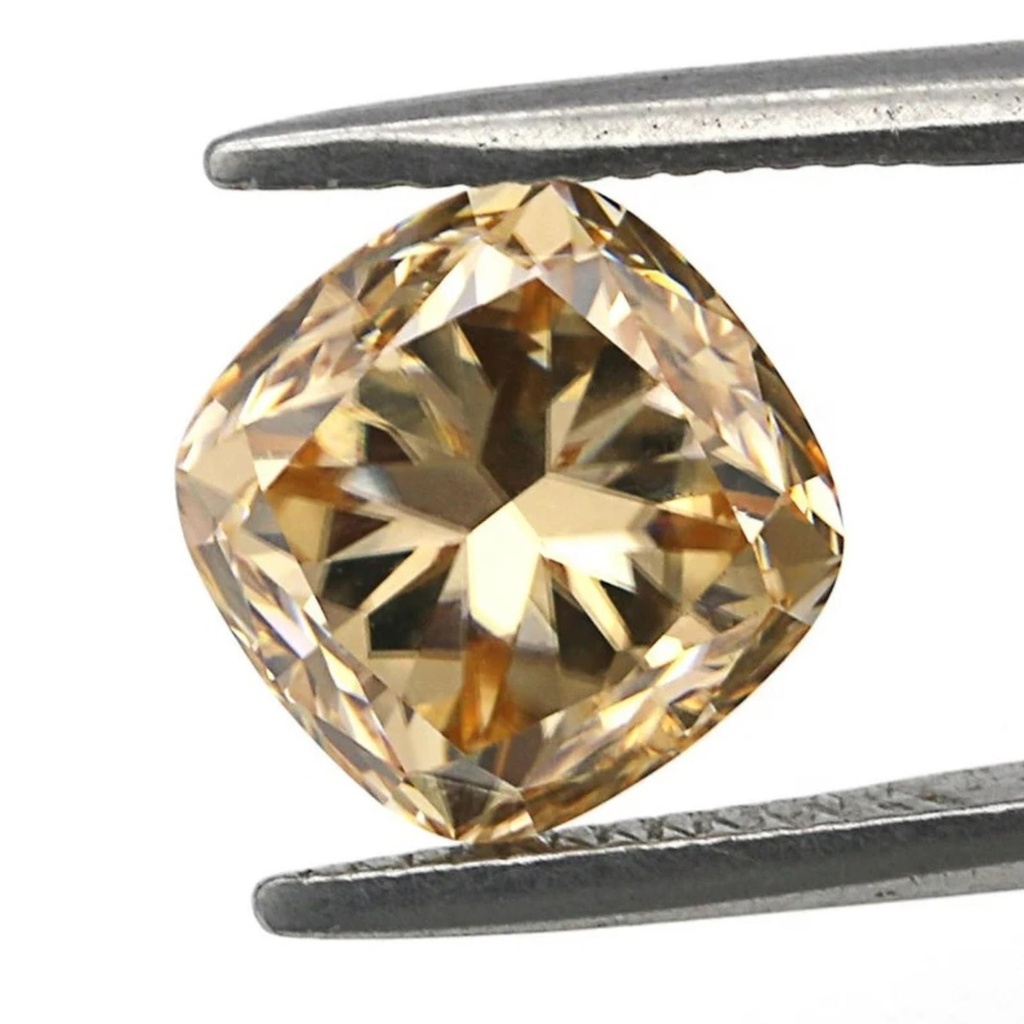 Loose Moissanite Brown Clean Cushion Cut 10.00 MM