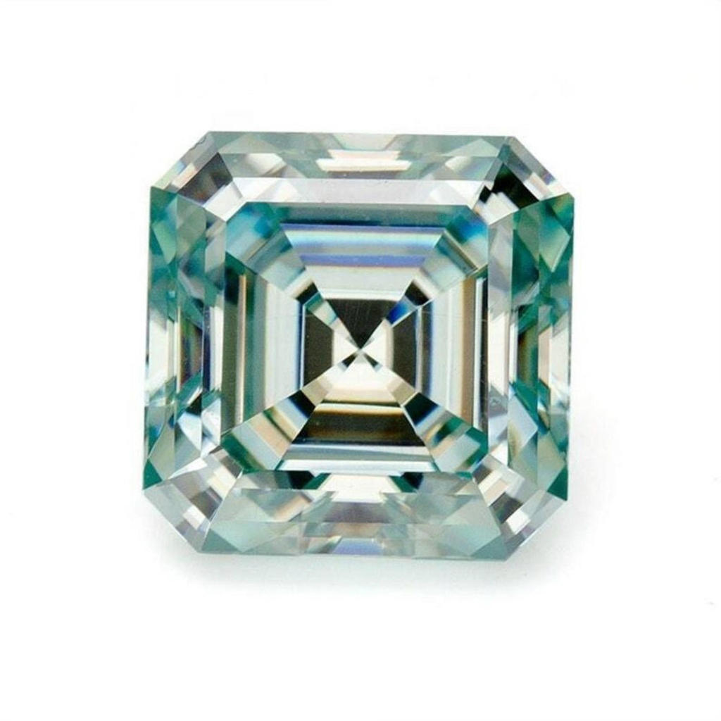 Loose Moissanite Fancy Blue Clean Asscher Cut 7.50 MM