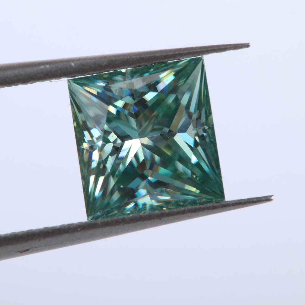 Loose Moissanite Fancy Blue Clean Princess Cut 9.50 MM