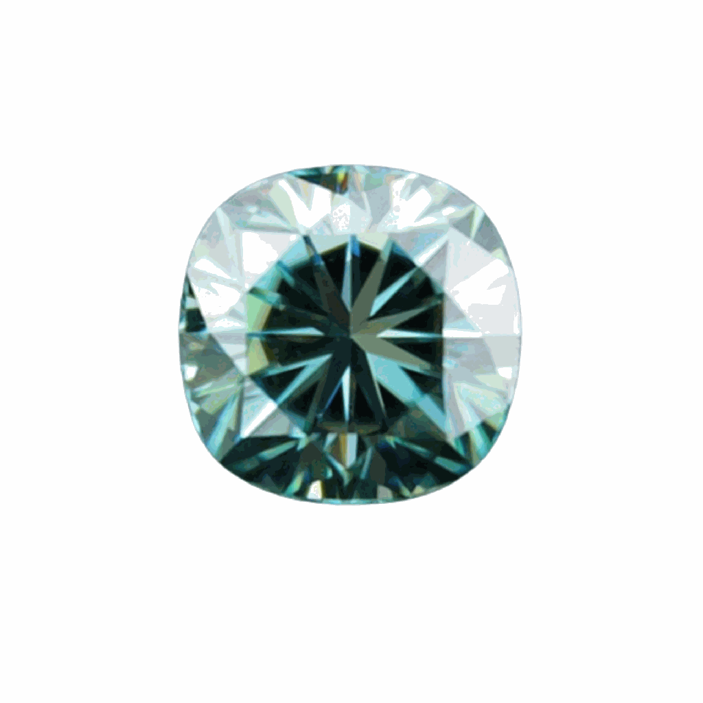 Loose Moissanite Green Clean Cushion Cut 6.50 MM