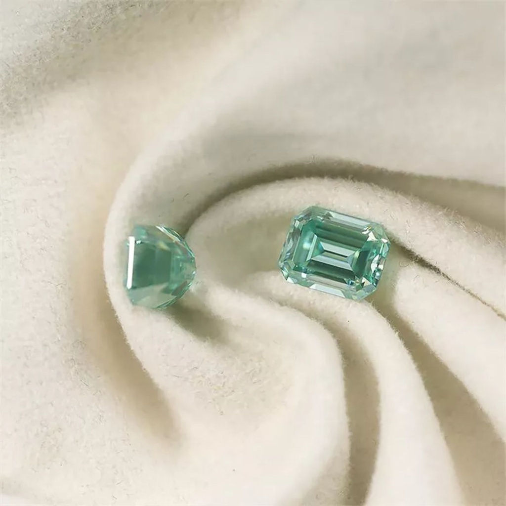Loose Moissanite Green Clean Emerald Cut 11.00 x 9.00 MM