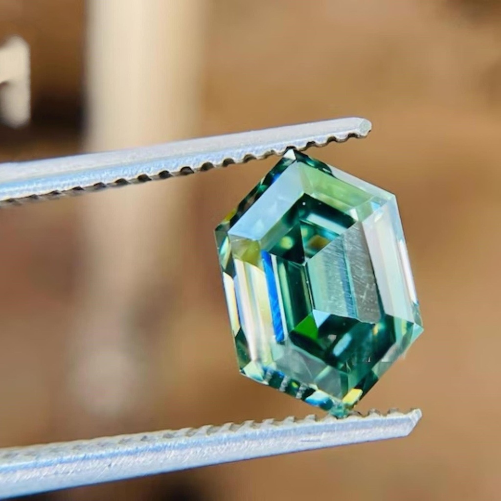 Loose Moissanite Green Clean Long Hexagon Cut 10.00 x 6.00 MM