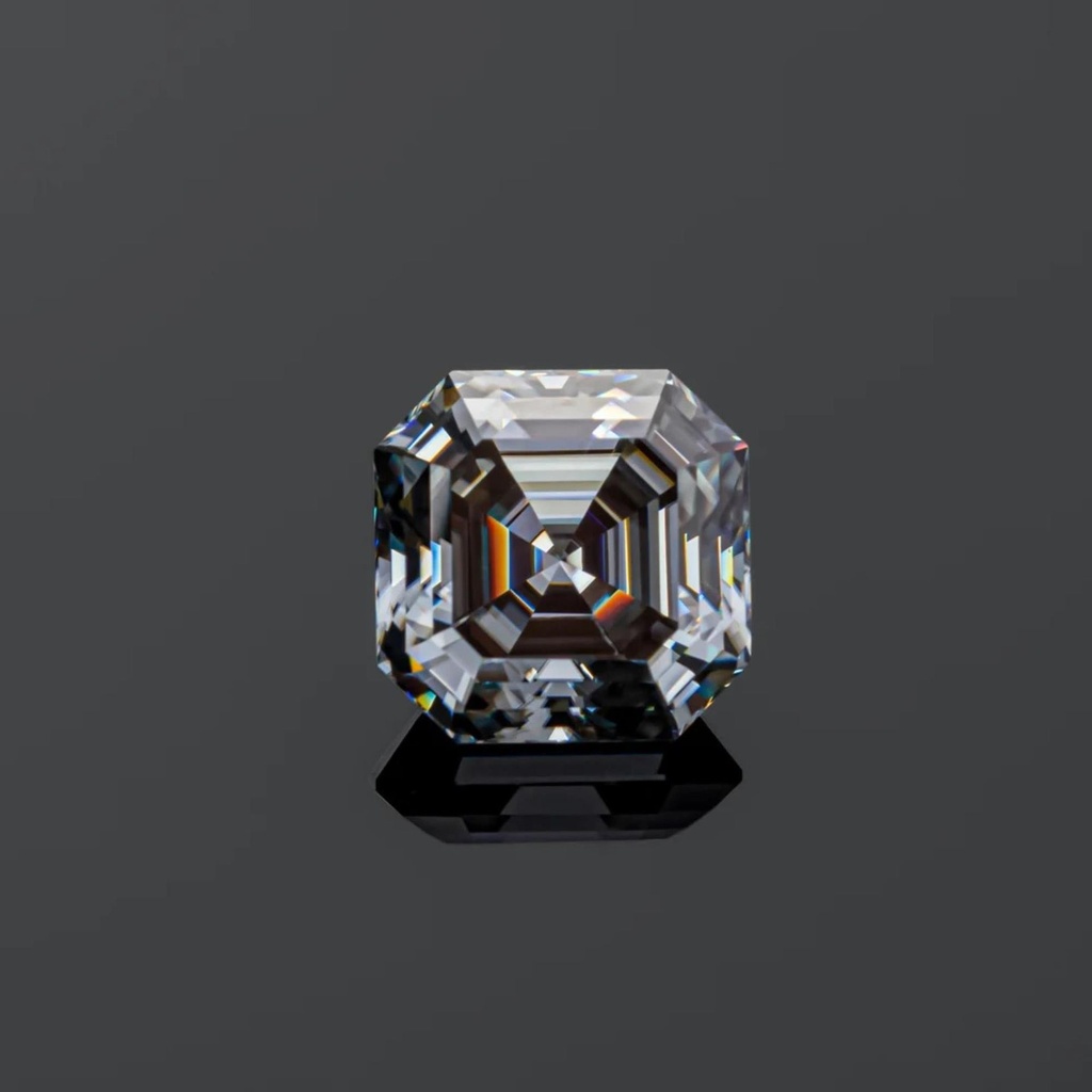 Loose Moissanite Grey Clean Asscher Cut 11.00 x 9.00 MM