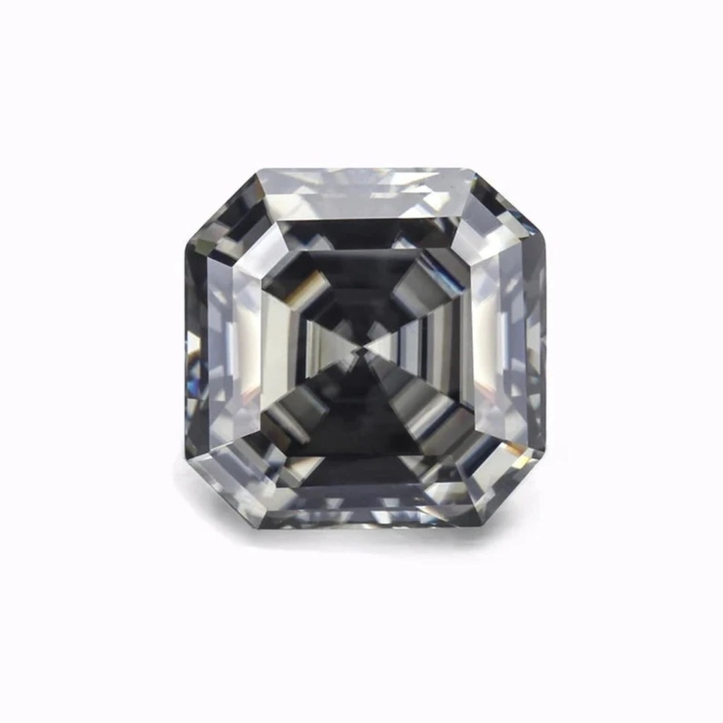 Loose Moissanite Grey Clean Asscher Cut 7.50 MM