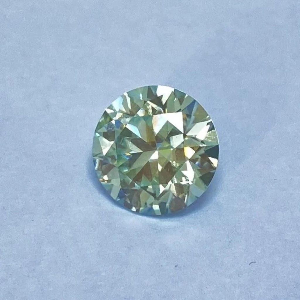 Loose Moissanite Salt & Pepper Light Green Clean Round Cut 9.50 MM