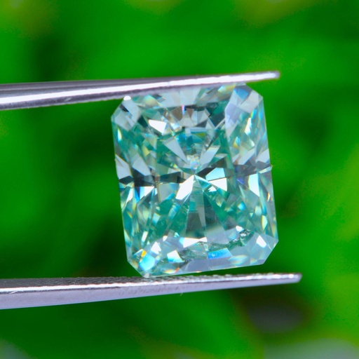 Loose Moissanite Vivid Green Clean Radiant Cut 7.00 x 5.00 MM