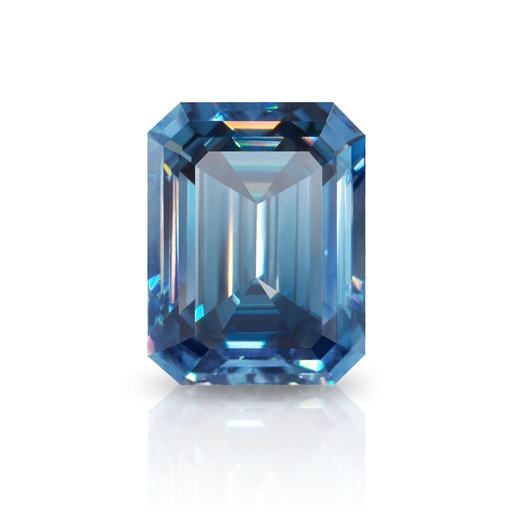 Loose Moissanite Royal Vivid Blue Clean Emerald Cut 11.00 x 9.00 MM