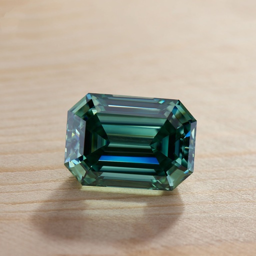 Loose Moissanite Emerald Vivid Green Clean Emerald Cut 9.00 x 7.00 MM