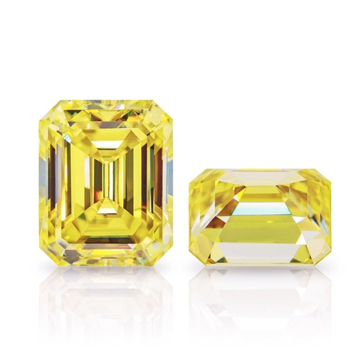 Loose Moissanite Canary Vivid Yellow Clean Emerald Cut 8.00 x 6.00 MM