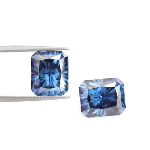 Loose Moissanite Royal Vivid Blue Clean Radiant Cut 7.00 x 5.00 MM