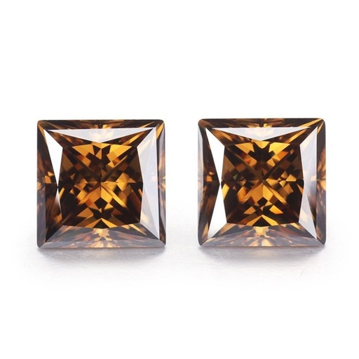 Loose Moissanite Champagne Vivid Brown Clean Princess Cut 10.00 MM