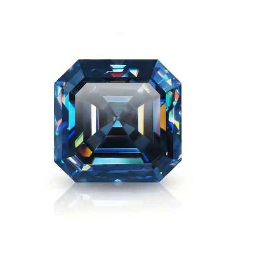 Loose Moissanite Royal Vivid Blue Clean Asscher Cut 5.50 MM