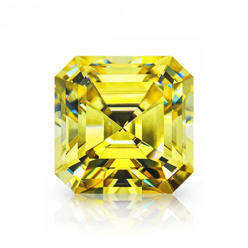 Loose Moissanite Canary Vivid Yellow Clean Asscher Cut 11.00 MM