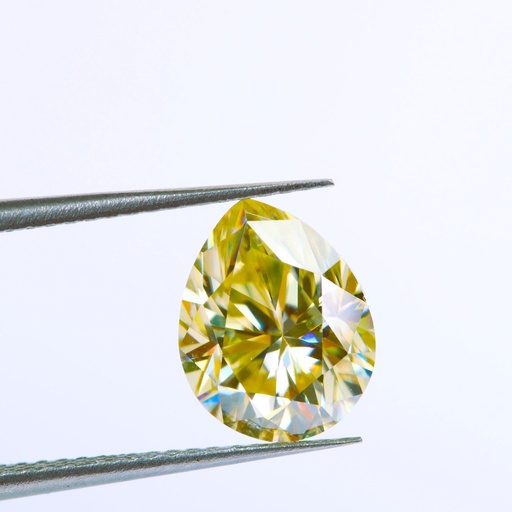 Loose Moissanite Canary Vivid Yellow Clean Pear Cut 18.00 x 13.00 MM