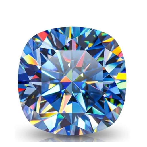 Loose Moissanite Royal Vivid Blue Clean Cushion Cut 10.00 MM