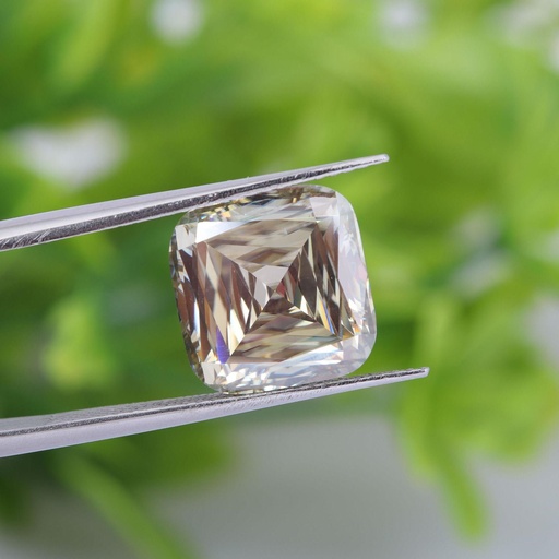 Loose Moissanite Brown Clean Criss Cut Cushion 15.00 MM