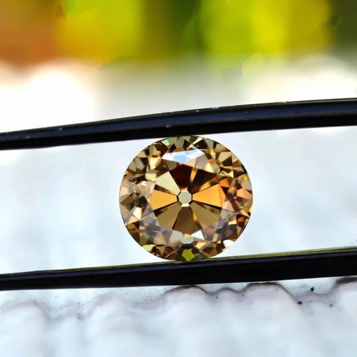Loose Moissanite Champagne Vivid Brown Clean Old European Cut 6.50 MM