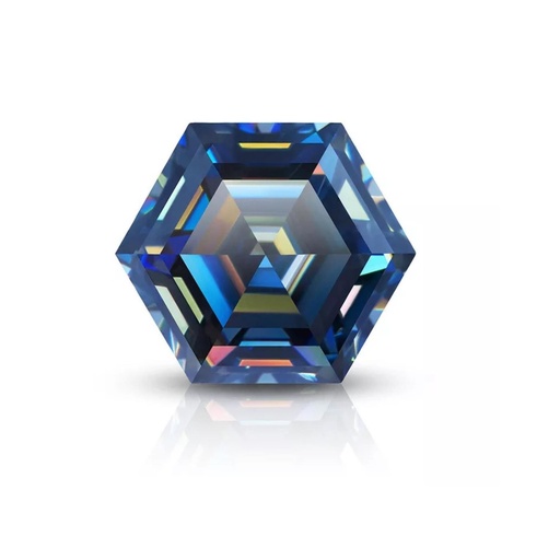 Loose Moissanite Royal Vivid Blue Clean Hexagon Cut 10.00 MM