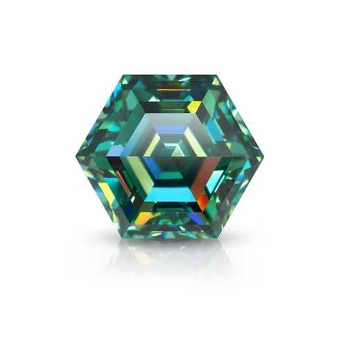 Loose Moissanite Emerald Vivid Green Clean Hexagon Cut 10.00 MM
