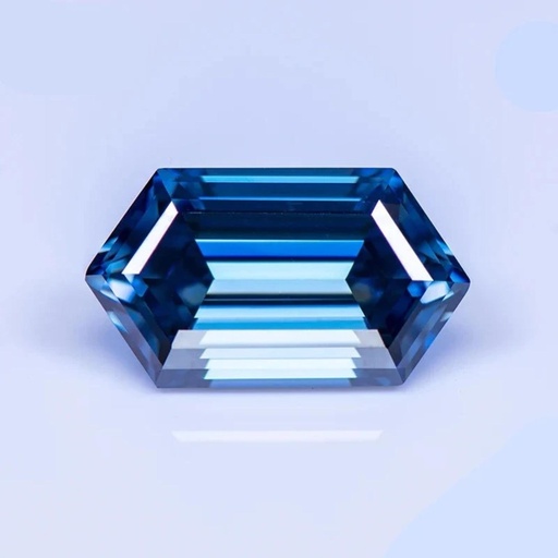 Loose Moissanite Royal Vivid Blue Clean Long Hexagon Cut 20.00 x 10.00 MM