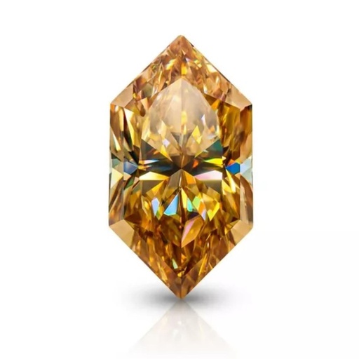 Loose Moissanite Champagne Vivid Brown Clean Long Hexagon Cut 16.00 x 8.00 MM
