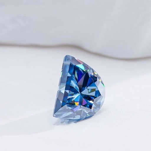 Loose Moissanite Royal Vivid Blue Clean Half Moon Cut 12.00 x 8.00 MM