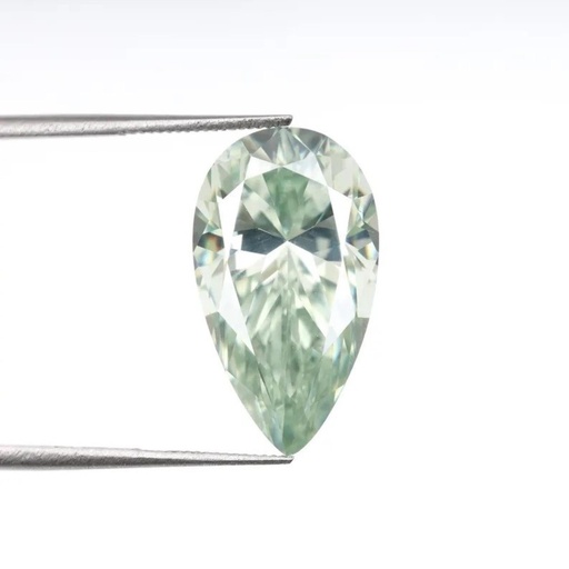 Loose Moissanite Salt & Pepper Light Green Clean Pear Cut 8.60 x 5.60 MM