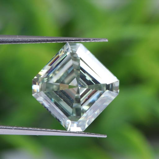 Loose Moissanite Salt & Pepper Light Green Clean Asscher Cut 5.50 MM