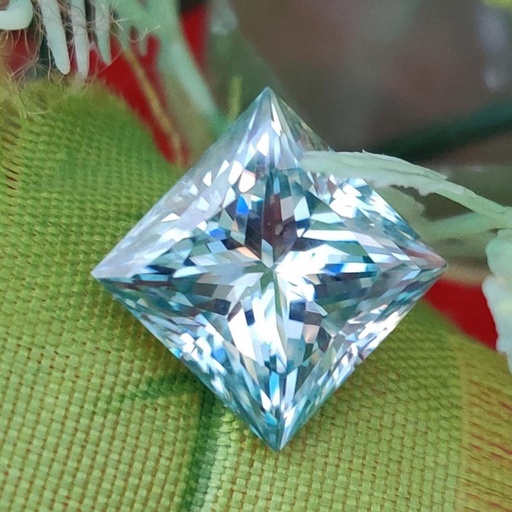 Loose Moissanite Blue Clean Princess Cut 6.00 MM