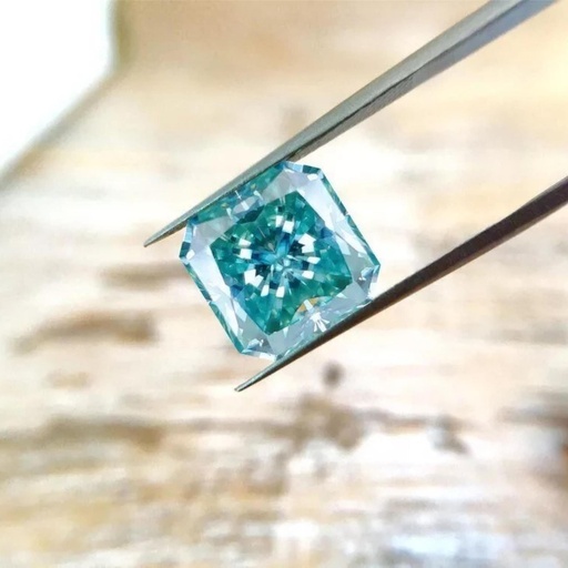 Loose Moissanite Blue Clean Square Radiant Cut 10.50 MM