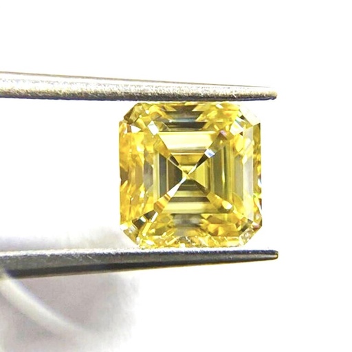 Loose Moissanite Canary Yellow Clean Asscher Cut 8.00 MM