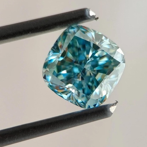 Loose Moissanite Fancy Blue Clean Cushion Cut 6.25 MM