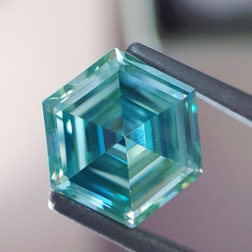 Loose Moissanite Fancy Blue Clean Hexagon Cut 7.00 MM