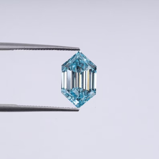 Loose Moissanite Fancy Blue Clean Long Hexagon Cut 8.00 x 6.00 MM