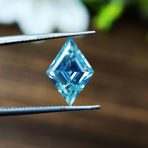 Loose Moissanite Fancy Blue Clean Lozenge Cut 6.90 x 5.00 MM