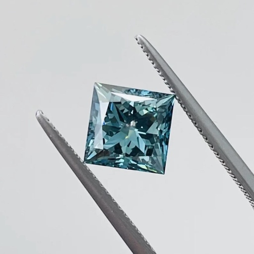 Loose Moissanite Fancy Blue Clean Princess Cut 6.75 MM