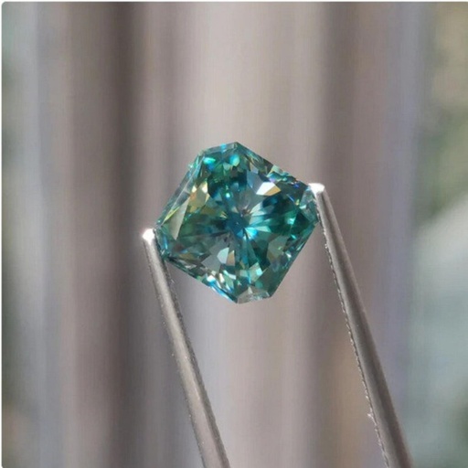 Loose Moissanite Fancy Blue Clean Square Radiant Cut 8.50 MM