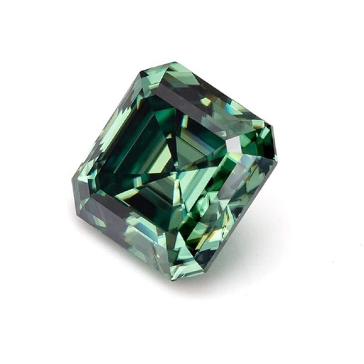 Loose Moissanite Green Clean Asscher Cut 5.50 MM