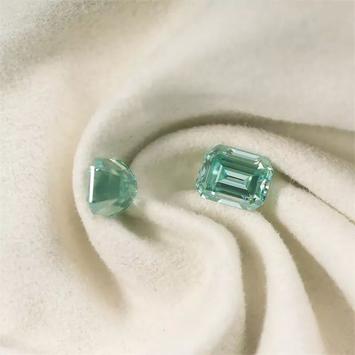 Loose Moissanite Green Clean Emerald Cut 10.00 x 8.00 MM